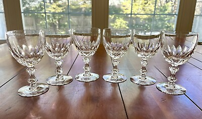 #ad VTG Tiffin Franciscan MANCHESTER Crystal Wine Glasses Set of 6 Stem #17679 5quot; T