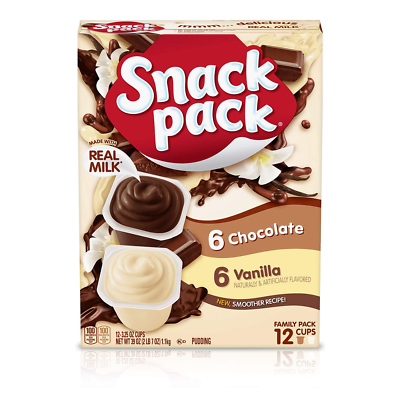 #ad Chocolate and Vanilla Flavored Pudding Cups Family Pack 12 Count Pudding Cups US