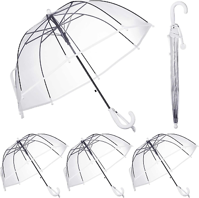#ad 4 Pcs Kids Clear Windproof Bubble Umbrella with an Easy Grip transparent