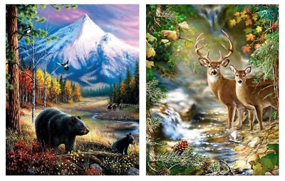 #ad 2 Pack Diamond Art Kits for Adults Diamond Painting Animal Bear and Deer Full...