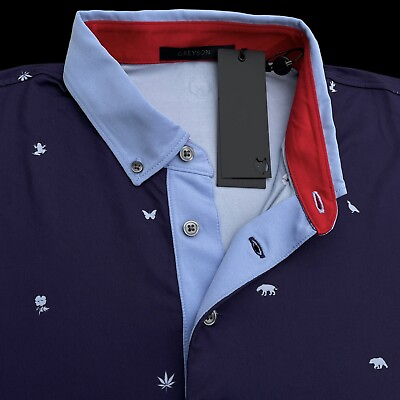 #ad Greyson Golf Spirit of California Print Short Sleeve Polo Shirt Raven Large $118