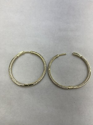 #ad 925 Silver Yellow Gold In 14kt Gold Rhodium Women White Safire Hoops Earring