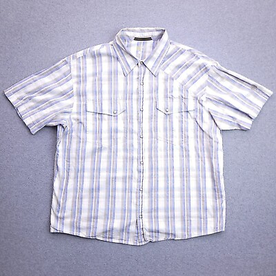#ad Mountain Hardwear Snap Button Up Shirt XXL Hiking White Stripe Organic Mens