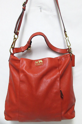 #ad Coach Leather Madison Persimmon Hobo Shoulder Bag Purse satchel 21224 zip top