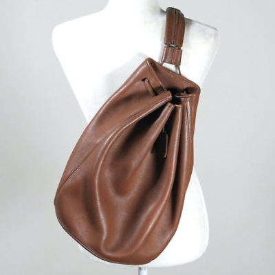 Vintage COACH 90s Sling Bag Drawstring Bucket Bag Backpack British Tan 9929