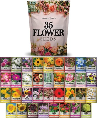 #ad Flower Seeds for Planting 35 Individual Varieties Perennial Annual Wildflowers