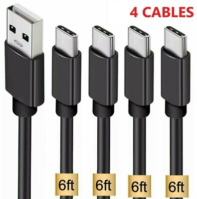 #ad 4 Pack 6FT USB C Cable Type C Fast Charger For Samsung Galaxy A10e A70 A71 BLK