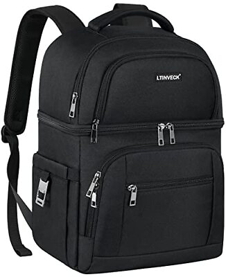 #ad Cooler BackpackInsulated Backpack Cooler Leakproof Double Deck Cooler Black