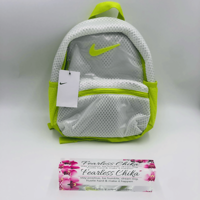 #ad Brand New Nike Brasilia JDI Mini Backpack For Kids SMALL White Atomic Green