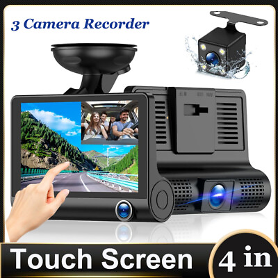 #ad 4quot; Touch Screen Dash Cam 1080P Dual Lens Car DVR Recorder Front and Rear Camera