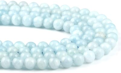 #ad 4 mm Beads Natural Stone Aquamarine Round Loose 4 mm