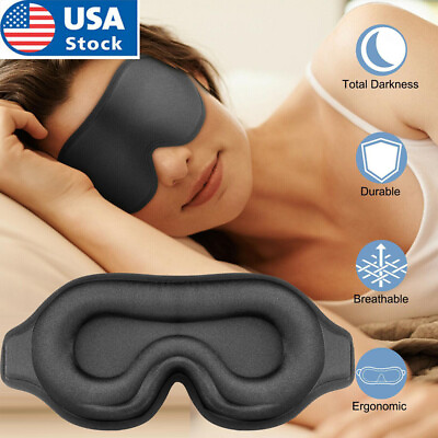 #ad 3D Travel Silk Eye Mask Sleeping Soft Padded Shade Cover Rest Relax Blindfold