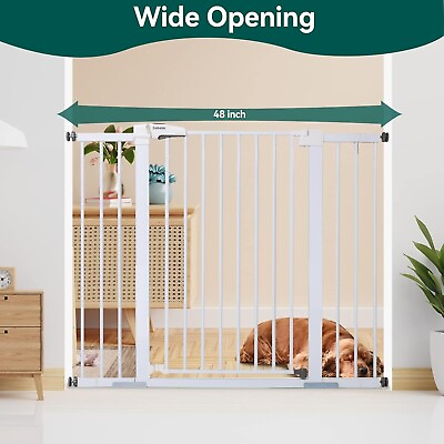 #ad BABELIO Metal Baby Gate Dog Gate 29#x27;#x27; 48#x27;#x27; Auto Close Extra Wide Pet Gate for...