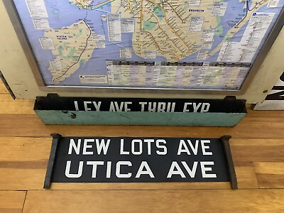 #ad NY NYC SUBWAY ROLL SIGN IRT R14 BROOKLYN 1949 UTICA AVENUE NEW LOTS BROWNSVILLE