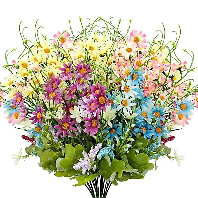 #ad Silk Artificial Daisy Flowers Fake Floral Bulk UV Resistant Wildflowers Bouqu...