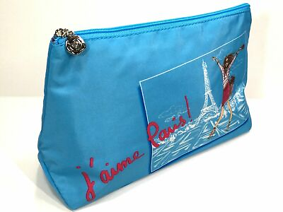 Lancome Blue J#x27;aime Paris Makeup Cosmetic Travel Bag $7.99