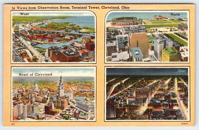#ad Cleveland Ohio Scenes Vintage Linen Postcard LDP 18