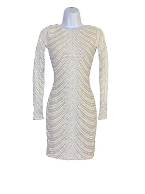 #ad Dress The Population Womens Lola White Art Deco Sequin Mini Dress Size XS