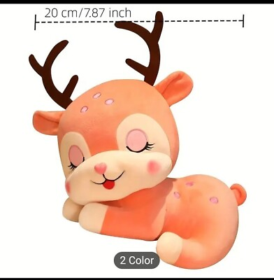 #ad 8 Inch Pink Stuffed Elk Doll Christmas Deer Sika Deer Doll Plush Toy Pillow