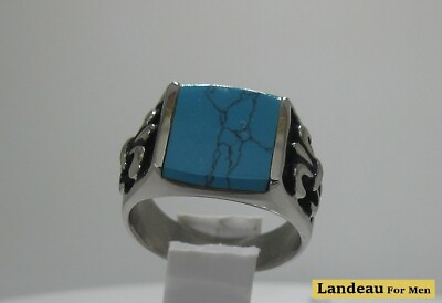 #ad 5 ct natural gem men#x27;s natural blue turquoise titanium ring 10 11 v