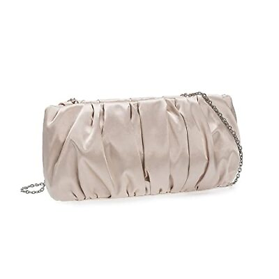 #ad Classy Evening Bags Pleated Satin Clutch Formal Dressy Purses Champagne