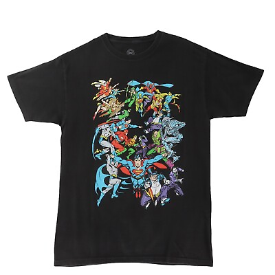 #ad DC Comics T Shirt M Black All Characters Justice League Shirt Batman Superman