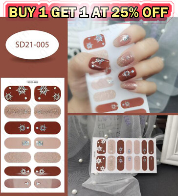 #ad 14 Styles Nail Art Full Size Stickers Decals Fashion Self Stick Decor Convenient