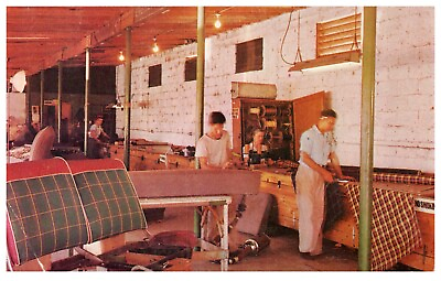 #ad Postcard Chrome era Custom making auto seat covers 1950s Miami Florida