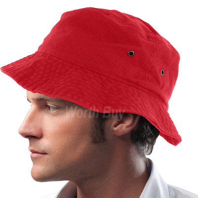 #ad New Bucket Hat Cap Fishing Boonie Brim Visor Sun Summer Mens Womens Camping Red