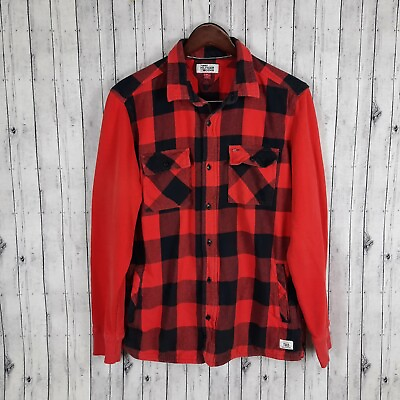 #ad Tommy Hilfiger Men#x27;s Button Shirt Size Medium Red Black Check
