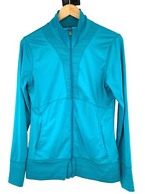 #ad Womens New Balance Athletic Workout Jacket Full Zip Medium Aqua Blue 1727 EUC