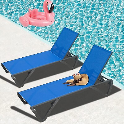Domi Outdoor Patio Chaise Lounge Aluminum Chair Sunbathing for BeachYard Blue $259.99