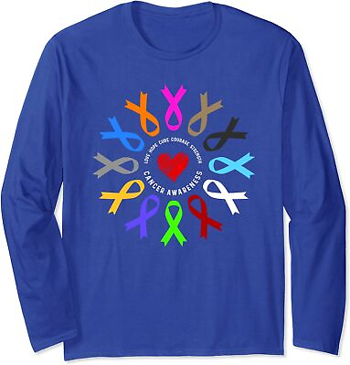 #ad Cancer Awareness Fight Cancer Ribbon Heart Long Sleeve T Shirt