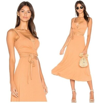 #ad Privacy Please NEW Malone Ribbed Knit Waist Cut Out Midi Dress in Nude Size S