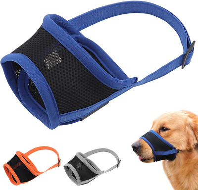 #ad MUZZLE MESH Dog Pet adjustable strap anti bite bark chew Safety soft breathable