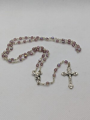 #ad Purple Prism Beaded Rosary for Girls Made in Italy