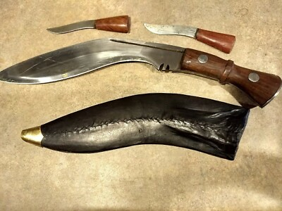 #ad VINTAGE  DAGGER 16 INCH MADE IN INDIA with 2 survival knives in Leather Sheath