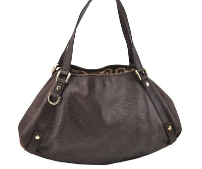 #ad Authentic GUCCI Guccissima Abbey Shoulder Tote Bag GG Leather Brown 2416I