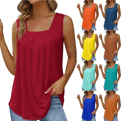 #ad Womens Loose T Shirt Ladies Blouse Summer Casual Sleeveless Basic Vest Tank Tops