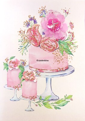 NEW Papyrus BCRF Designer Enya Todd Sequin Florals Birthday Cakes Card $9 Retail