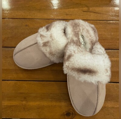 #ad Jessica Simpson Shoes Womens House Slipper Scuff Memory Foam Slip On Faux Fur