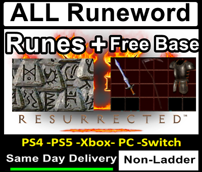 #ad NL SC All RuneWord BASE Runenwort✅PC XBOX PS4 PS5 SWITCH✅Diablo 2 Res D2R NON