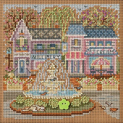 #ad Town Square Cross Stitch Kit Mill Hill 2023 Buttons Beads Spring