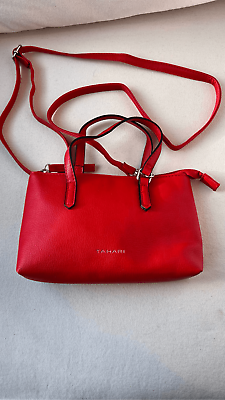 #ad Tahari Red On The Go Mini Satchel Bag Purse Crossbody Crimson