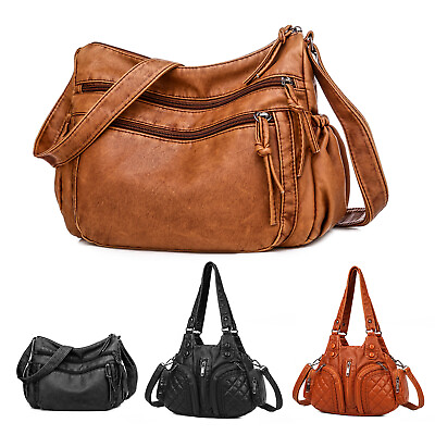 Women Vintage Handbag Tote Hobo Bag Soft PU Leather Crossbady Shoulder Bag Purse $17.89