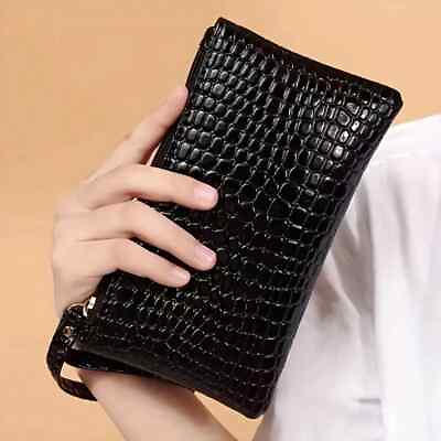 #ad #ad Black Women#x27;s Elegant Wristlet Bag Clutch Hand Bag With Zipper