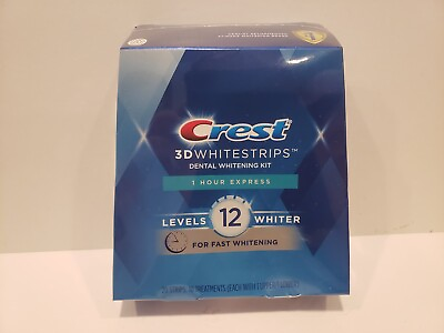 #ad Crest 3D Whitestrips 1 Hour Express Levels 12 Whiter 20 Strips 10 Treatments