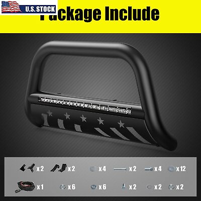 #ad Black For Ram 1500 19 22 Westin 3quot; Ultimate LED Bull Bar w Skid Plate New