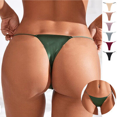 #ad Women Silky Thong Seamless G string Panties Strap Sexy Lingeries Underwear Brief