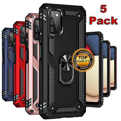 #ad Lot of 5 Armor Hybrid Case w Magnetic Ring Hard Cover for Samsung Galaxy A03S